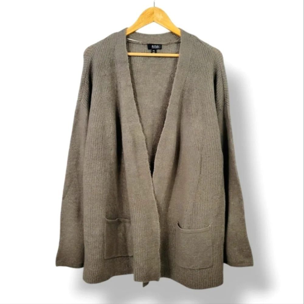 NEW ANA Super Soft Open Front Sweater Cardigan in Iron Grey Heather Size PXL